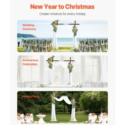 VEVOR Artificial Wedding Arch Flowers Kit, Orange Wedding Arch Flowers with Drapes Kit (Pack of 4) - 2 Pcs Floral Arrangement, 2 Pcs Sheer Drapes, for Ceremony Bouquets Reception Backdrop Decoration