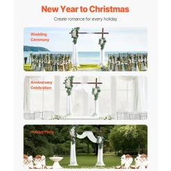 VEVOR Artificial Wedding Arch Flowers Kit, White Wedding Arch Flowers with Drapes Kit (Pack of 4) - 2 Pcs Floral Arrangement, 2 Pcs Sheer Drapes, for Ceremony Bouquets Reception Backdrop Decoration