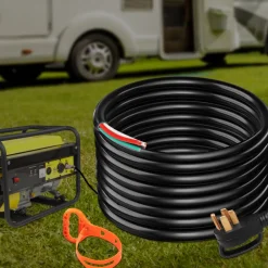 VEVOR 40' 50A RV Camp Power Cord Generator Cord 6/3 + 8/1 AWG NEMA 14-50P to Bare Wire