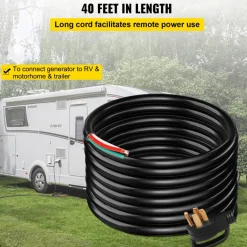 VEVOR 40' 50A RV Camp Power Cord Generator Cord 6/3 + 8/1 AWG NEMA 14-50P to Bare Wire