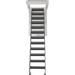 VEVOR Attic Ladder, 660LBS/299.4KG Capacity, Fits 9.5 to 10.2 ft Ceiling Height and 39.4 x 27.5 inch Opening Size, Alloy Steel Pull-Down Retractable Ceiling Stair with Pulling Rod for Attic Loft Roof