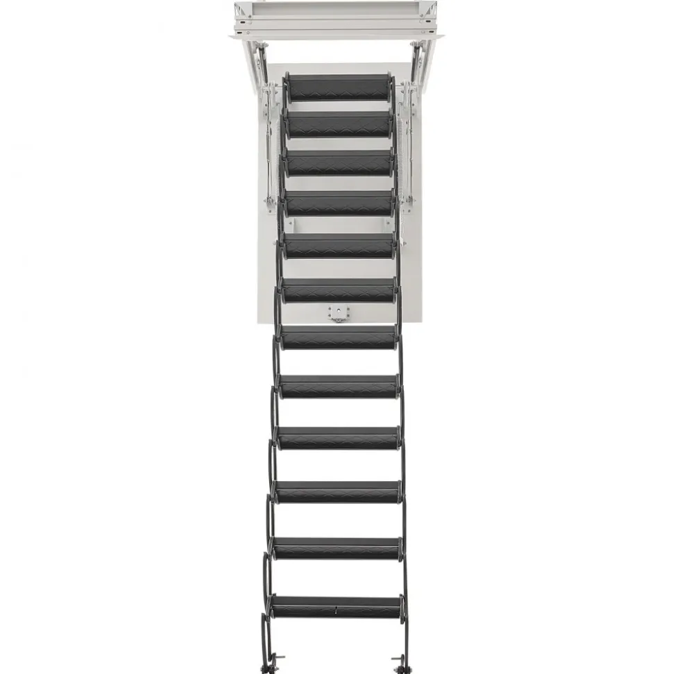 VEVOR Attic Ladder, 660LBS/299.4KG Capacity, Fits 9.5 to 10.2 ft Ceiling Height and 39.4 x 27.5 inch Opening Size, Alloy Steel Pull-Down Retractable Ceiling Stair with Pulling Rod for Attic Loft Roof