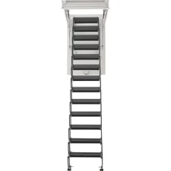 VEVOR Attic Ladder, 660LBS/299.4KG Capacity, Fits 10.5 to 11 ft Ceiling Height and 39.4 x 27.5 inch Opening Size, Alloy Steel Pull-Down Retractable Ceiling Stair with Pulling Rod for Attic Loft Roof