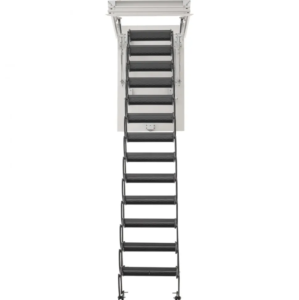 VEVOR Attic Ladder, 660LBS/299.4KG Capacity, Fits 10.5 to 11 ft Ceiling Height and 39.4 x 27.5 inch Opening Size, Alloy Steel Pull-Down Retractable Ceiling Stair with Pulling Rod for Attic Loft Roof