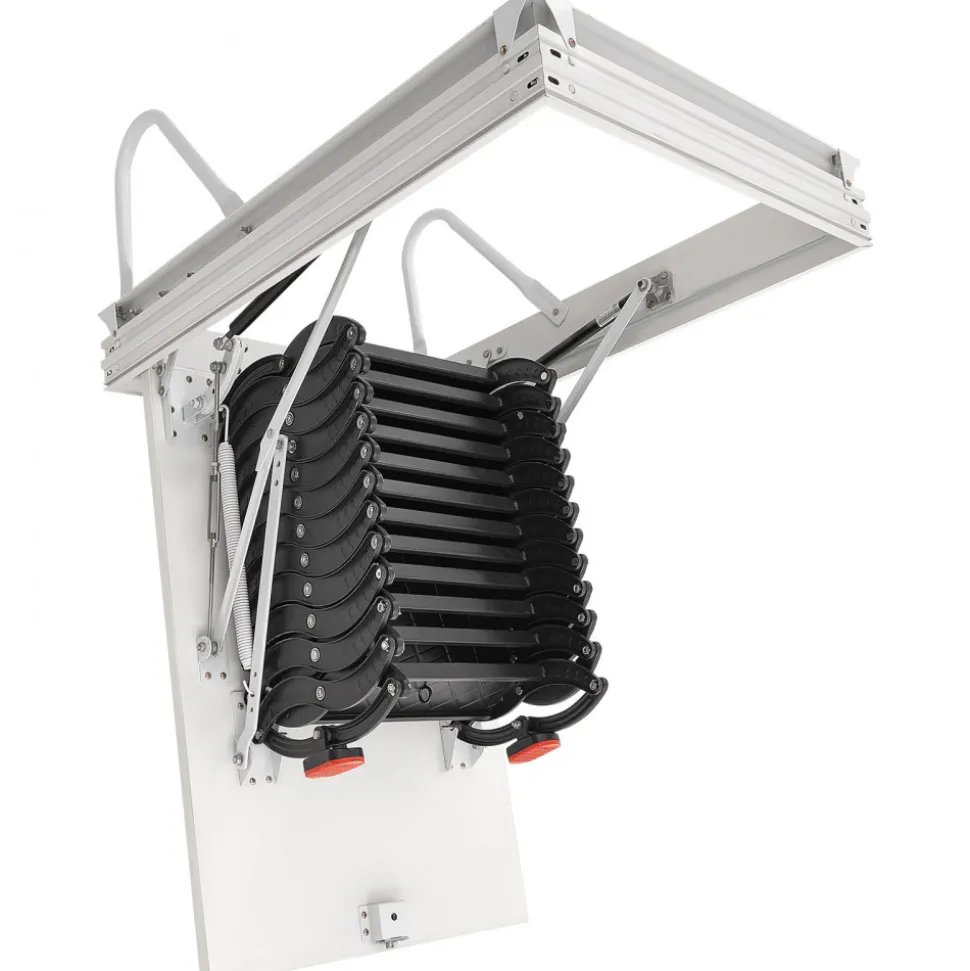 VEVOR Attic Ladder, 660LBS/299.4KG Capacity, Fits 10.5 to 11 ft Ceiling Height and 39.4 x 27.5 inch Opening Size, Alloy Steel Pull-Down Retractable Ceiling Stair with Pulling Rod for Attic Loft Roof