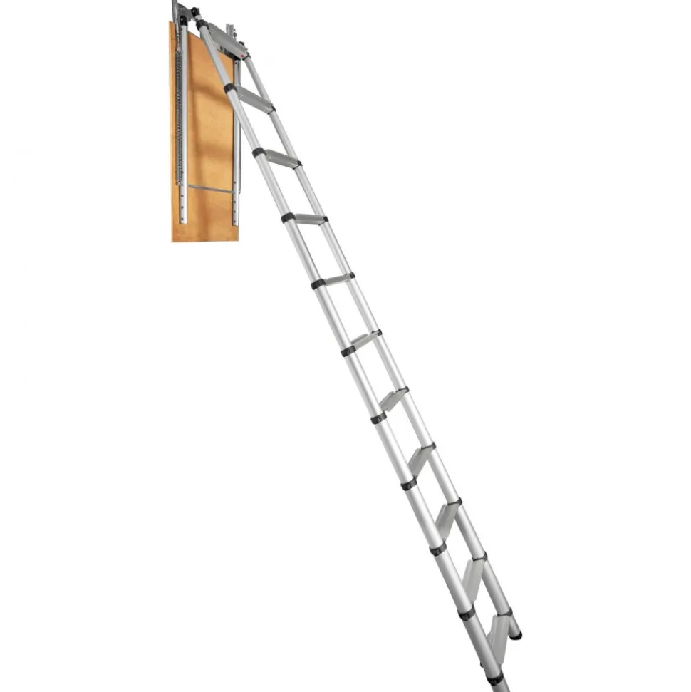VEVOR Attic Ladder Telescoping, 350-pound Capacity, 39.37" x 23.6", Multi-Purpose Aluminium Extension, Lightweight and Portable, Fits 9.8'-10.5' Ceiling Heights, Convenient Access to Your Attic Standa