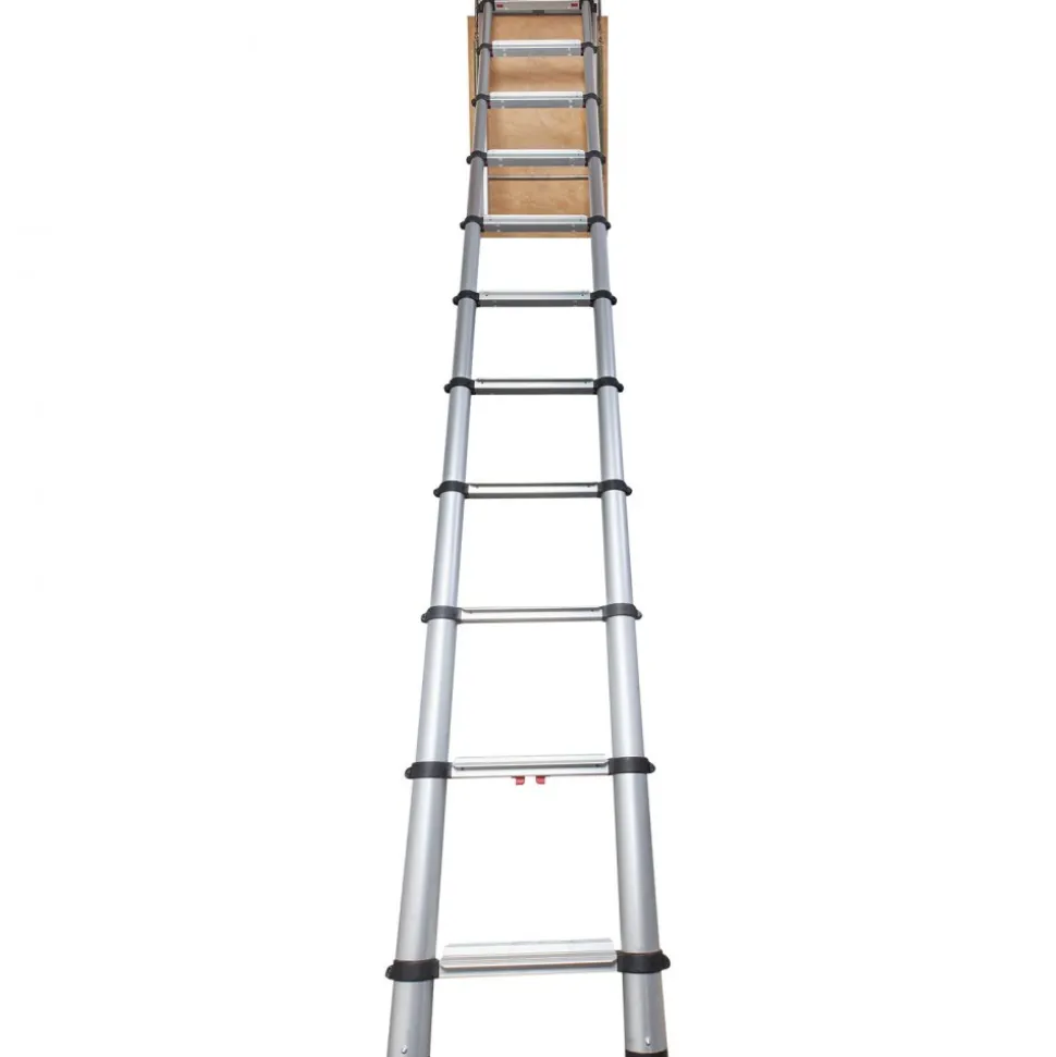 VEVOR Attic Ladder Telescoping, 350-pound Capacity, 39.37" x 23.6", Multi-Purpose Aluminium Extension, Lightweight and Portable, Fits 9.8'-10.5' Ceiling Heights, Convenient Access to Your Attic Standa