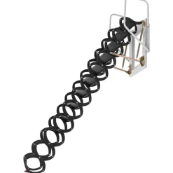 VEVOR Attic Ladder Wall-Mounted, 660LBS/299.4KG Capacity, Fits 9.5 to 10 ft Ceiling Height, 12-Step Steel Folding Stairs with Handrails, Pull Down Attic Ladders for Attics, Garages, Roofs, Basements