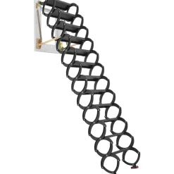 VEVOR Attic Ladder Wall-Mounted, 660LBS/299.4KG Capacity, Fits 9.5 to 10 ft Ceiling Height, 12-Step Steel Folding Stairs with Handrails, Pull Down Attic Ladders for Attics, Garages, Roofs, Basements