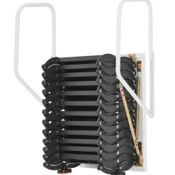 VEVOR Attic Ladder Wall-Mounted, 660LBS/299.4KG Capacity, Fits 9.5 to 10 ft Ceiling Height, 12-Step Steel Folding Stairs with Handrails, Pull Down Attic Ladders for Attics, Garages, Roofs, Basements