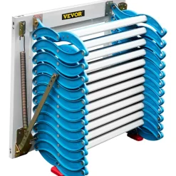 VEVOR Attic Steps Pull Down 12 Steps Attic Stairs, Alloy Attic Access Ladder, Blue Pulldown Attic Stairs, Wall-mounted Folding Stairs for Attic, Retractable Attic Ladder with Armrests, 9.8 feet Height