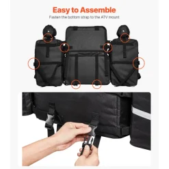 VEVOR ATV Rear Storage Bag, 54L ATV Rear Cargo Bag with 16L Cooler Insulated Bag, 600D Oxford Cloth Storage Rear Rack Seat Bag Fit Most ATVs with Rear Rack, Compatible with ATV, UTV, Can-Am Vehicles