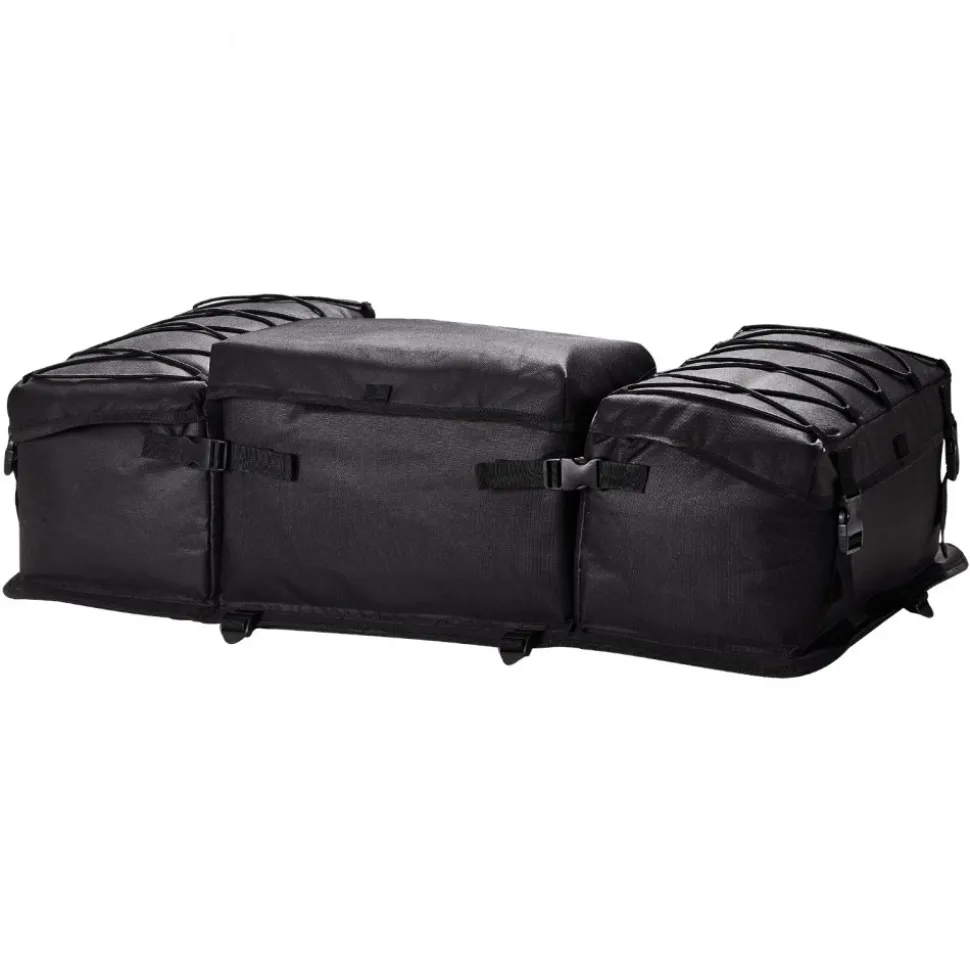 VEVOR ATV Rear Storage Bag, 50L ATV Rear Cargo Bag with Sponge Seat Cushion & Bottle Holder, 600D Oxford Cloth Rear Seat Gear Bag Fit Most ATVs with Rear Rack, Compatible with ATV, UTV, Can-Am Vehicle