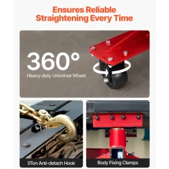 VEVOR Auto Body Frame Puller Straightener, 6T Tension Car Body Repair Equipment with 6000PSI Hydraulic Foot Pump & Swivel Post, Includes 16 Straightening Tools, for Auto Repair Shop, Sedan SUV Pickup