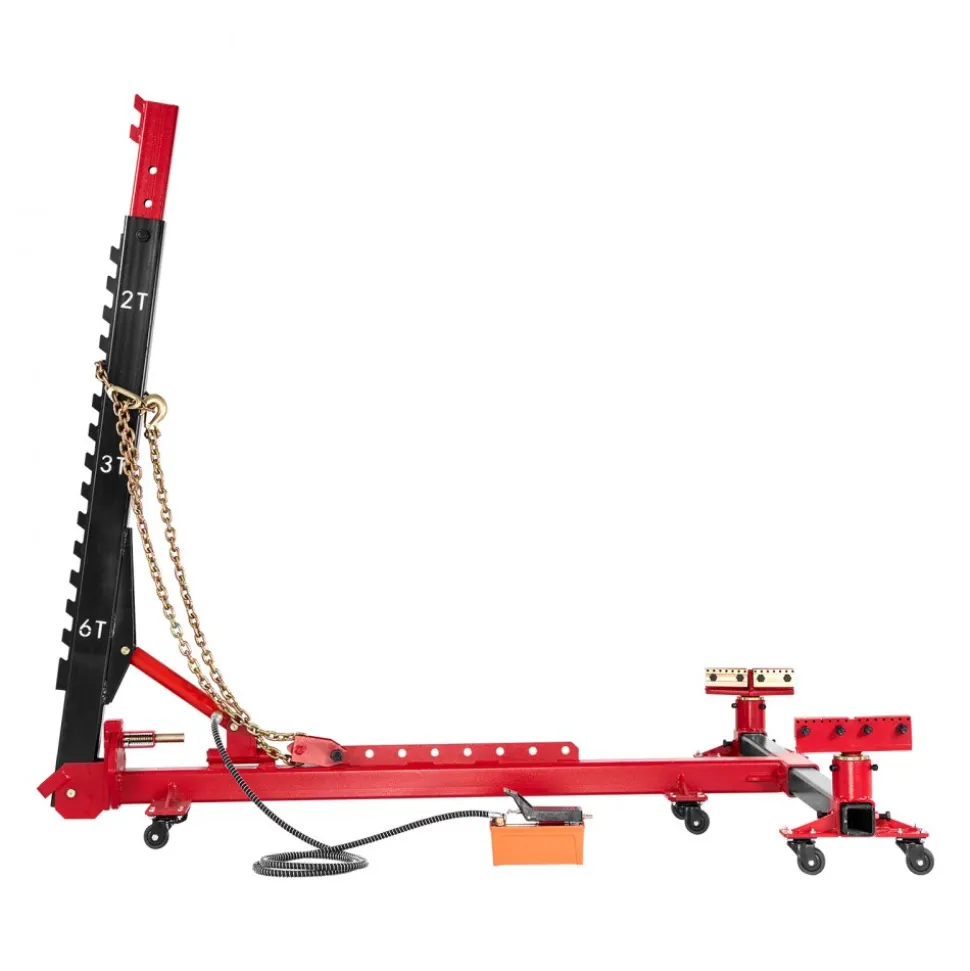 VEVOR Auto Body Frame Puller Straightener, 6T Tension Car Body Repair Equipment with 6000PSI Hydraulic Foot Pump & Swivel Post, Includes 16 Straightening Tools, for Auto Repair Shop, Sedan SUV Pickup