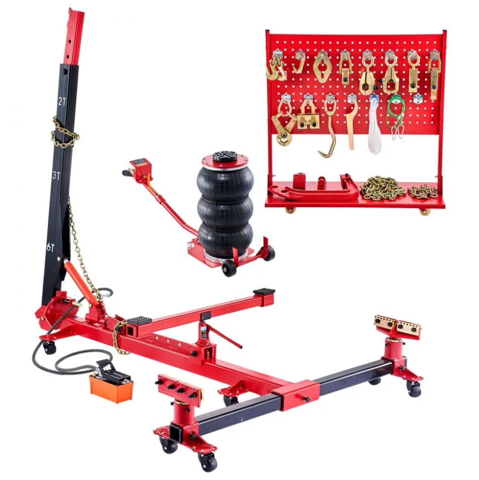 VEVOR Auto Body Frame Puller Straightener, 6T Tension Car Body Repair Equipment with 3T Airbag Jack & 6000PSI Hydraulic Foot Pump, Include 16 Straightening Tools, for Auto Repair Shop Sedan SUV Pickup