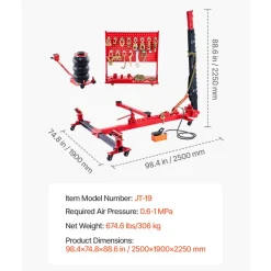 VEVOR Auto Body Frame Puller Straightener, 6T Tension Car Body Repair Equipment with 3T Airbag Jack & 6000PSI Hydraulic Foot Pump, Include 16 Straightening Tools, for Auto Repair Shop Sedan SUV Pickup