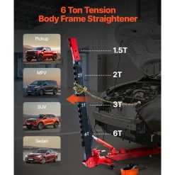 VEVOR Auto Body Frame Puller Straightener, 6T Tension Car Body Repair Equipment with 3T Airbag Jack & 6000PSI Hydraulic Foot Pump, Include 16 Straightening Tools, for Auto Repair Shop Sedan SUV Pickup