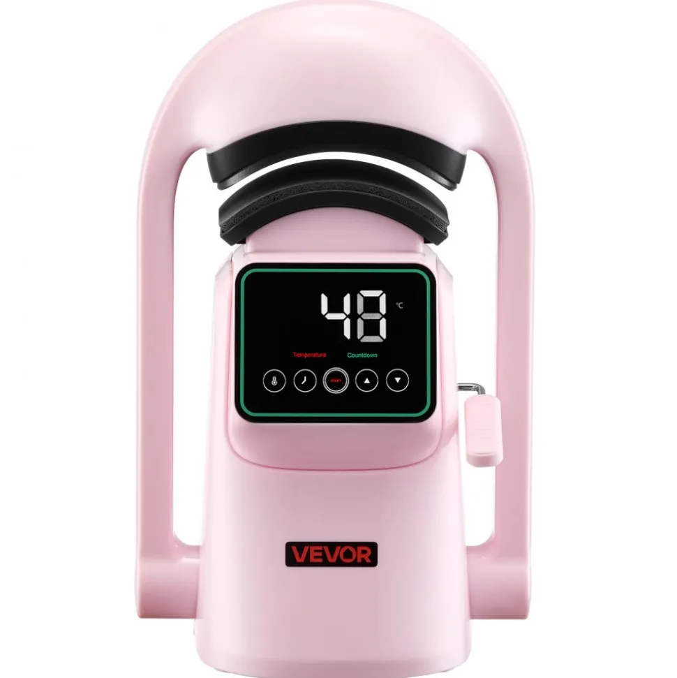 VEVOR Auto Hat Heat Press Machine, with 2pcs Interchangeable Platens, Automatic Open and Release, Touchscreen for Precise Time and Temperature Control, Heat Transfer Printing for Caps, Hats, Pink