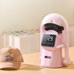 VEVOR Auto Hat Heat Press Machine, with 2pcs Interchangeable Platens, Automatic Open and Release, Touchscreen for Precise Time and Temperature Control, Heat Transfer Printing for Caps, Hats, Pink