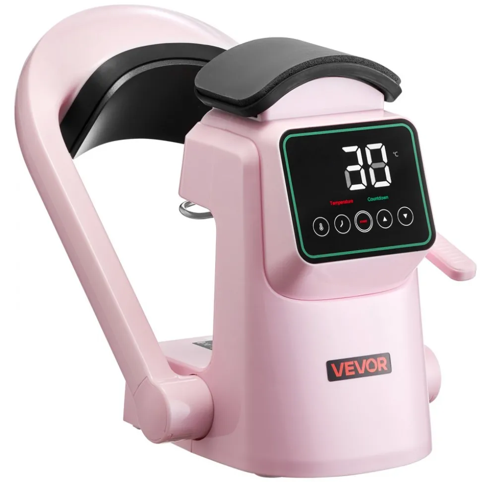 VEVOR Auto Hat Heat Press Machine, with 2pcs Interchangeable Platens, Automatic Open and Release, Touchscreen for Precise Time and Temperature Control, Heat Transfer Printing for Caps, Hats, Pink