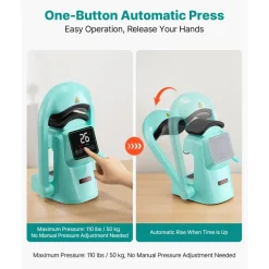 VEVOR Auto Hat Heat Press Machine, with 2pcs Interchangeable Platens, Automatic Open and Release, Touchscreen for Precise Time and Temperature Control, Heat Transfer Printing for Caps, Hats, Green