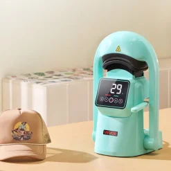 VEVOR Auto Hat Heat Press Machine, with 2pcs Interchangeable Platens, Automatic Open and Release, Touchscreen for Precise Time and Temperature Control, Heat Transfer Printing for Caps, Hats, Green