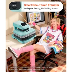 VEVOR Auto Heat Press Machine 15 x 15 inch T-Shirt Press Machine Green, Auto Release and Adjustable Pressure, Digital Display, Rapid and Even Heating, for Sublimation, Vinyl, Heat Transfer Projects