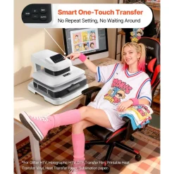VEVOR Auto Heat Press Machine 15 x 15 inch T-Shirt Press Machine White, Auto Release and Adjustable Pressure, Digital Display, Rapid and Even Heating, for Sublimation, Vinyl, Heat Transfer Projects