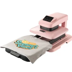 VEVOR Auto Heat Press Machine 15 x 15 inch T-Shirt Press Machine Pink, Auto Release and Adjustable Pressure, Digital Display, Rapid and Even Heating, for Sublimation, Vinyl, Heat Transfer Projects