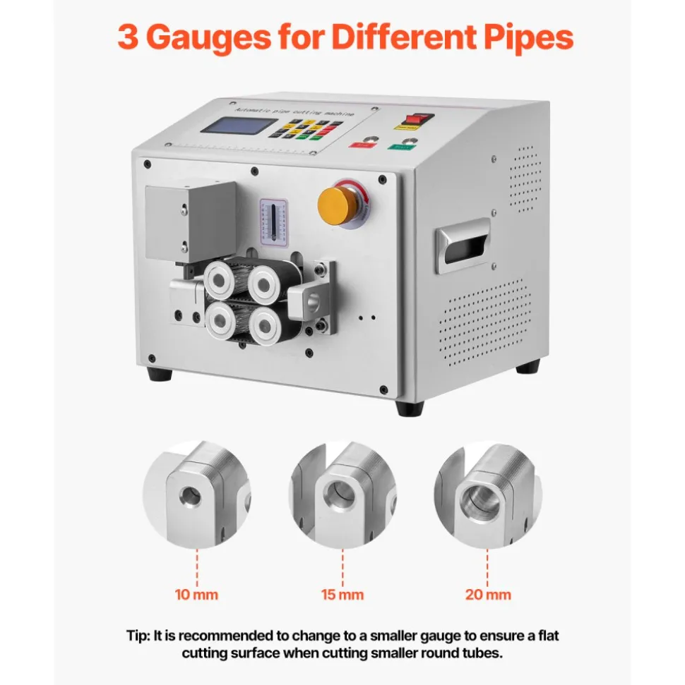VEVOR Auto Heat-Shrink Tube Cutter, Automatic Pipe Cutting Machine with LCD Display, 1mm-20mm Cutting Diameter, 0.1mm-99999.9mm Cutting Length, Ideal for PVC PE Tube, Silicone Tube, Soft Water Pipe