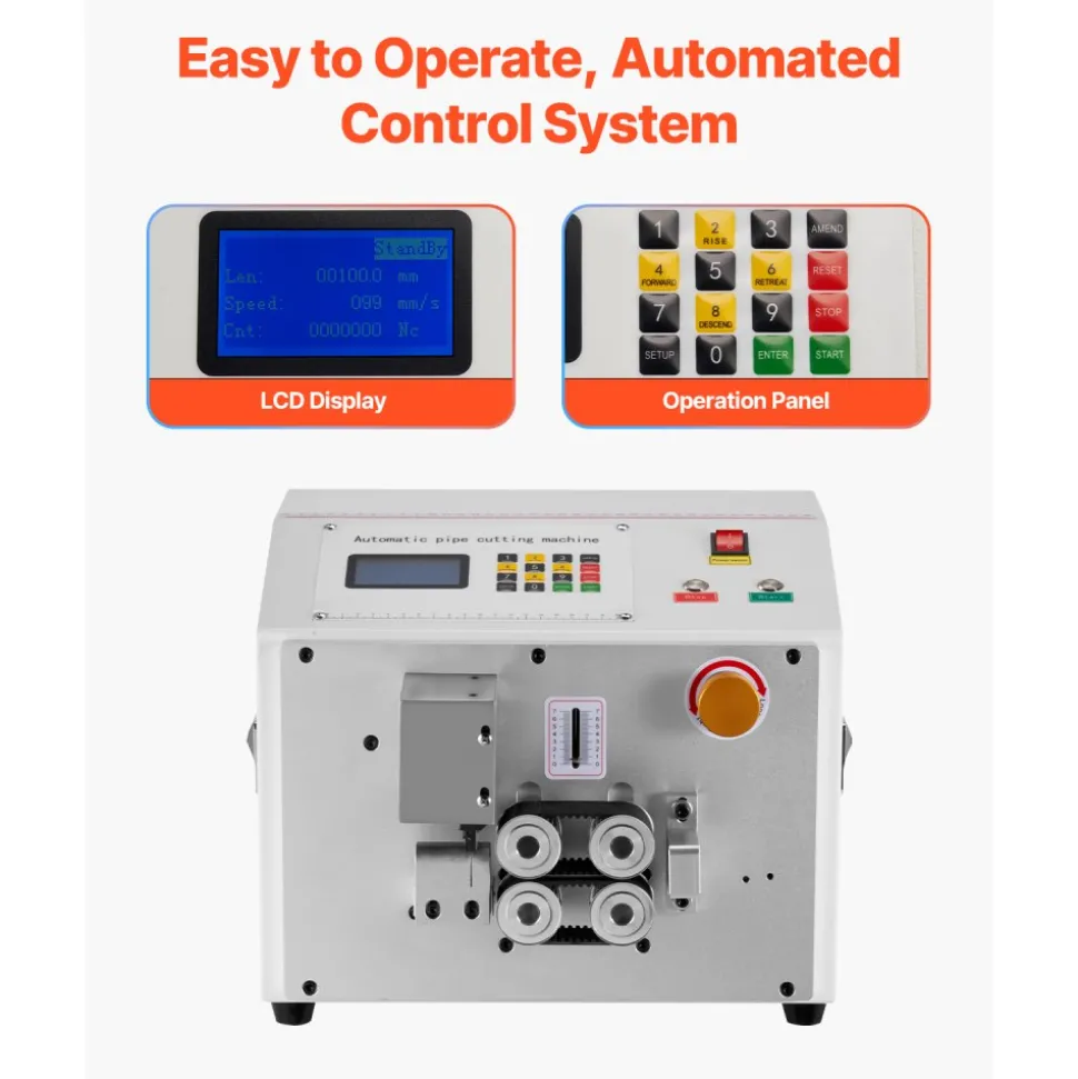 VEVOR Auto Heat-Shrink Tube Cutter, Automatic Pipe Cutting Machine with LCD Display, 1mm-20mm Cutting Diameter, 0.1mm-99999.9mm Cutting Length, Ideal for PVC PE Tube, Silicone Tube, Soft Water Pipe