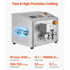 VEVOR Auto Heat-Shrink Tube Cutter, Automatic Pipe Cutting Machine with LCD Display, 1mm-20mm Cutting Diameter, 0.1mm-99999.9mm Cutting Length, Ideal for PVC PE Tube, Silicone Tube, Soft Water Pipe