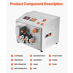VEVOR Auto Heat-Shrink Tube Cutter, Automatic Pipe Cutting Machine with LCD Display, 1mm-20mm Cutting Diameter, 0.1mm-99999.9mm Cutting Length, Ideal for PVC PE Tube, Silicone Tube, Soft Water Pipe