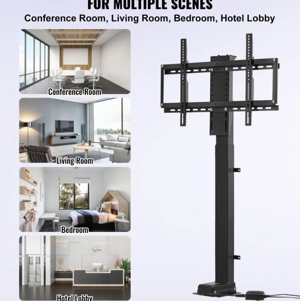 VEVOR Automated TV Elevator, 39.4" Stroke, Supports 32-70" TVs, Adjustable Height 28.74-68.11", Remote Controlled, Max Load 154 lbs