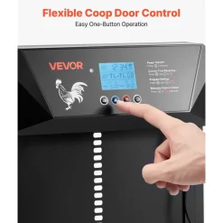 VEVOR Automatic Chicken Coop Door, DC & Battery Powered Chicken Door with LCD Display, Light Sensor, Timer & Manual Setting, Anti-Pinch Security, Durable Aluminum Alloy, Chick Run Gate Opener for Farm