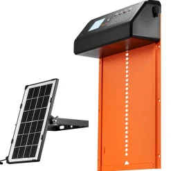 VEVOR Automatic Chicken Coop Door, Solar & Battery Powered Chicken Door with LCD Display, Remote Control, Light Sensor & Timer, Anti-Pinch Security, Aluminum Alloy Chick Run Gate Opener, Orange