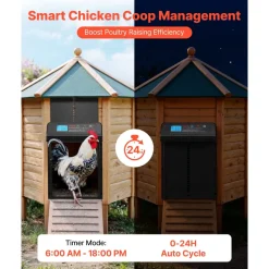 VEVOR Automatic Chicken Coop Door, Battery Powered Chicken Coop Door with Timer & Manual Setting, Anti-Pinch Security, Durable Aluminum Alloy, Auto Chick Run Gate Opener with Waterproof Sealing, Black