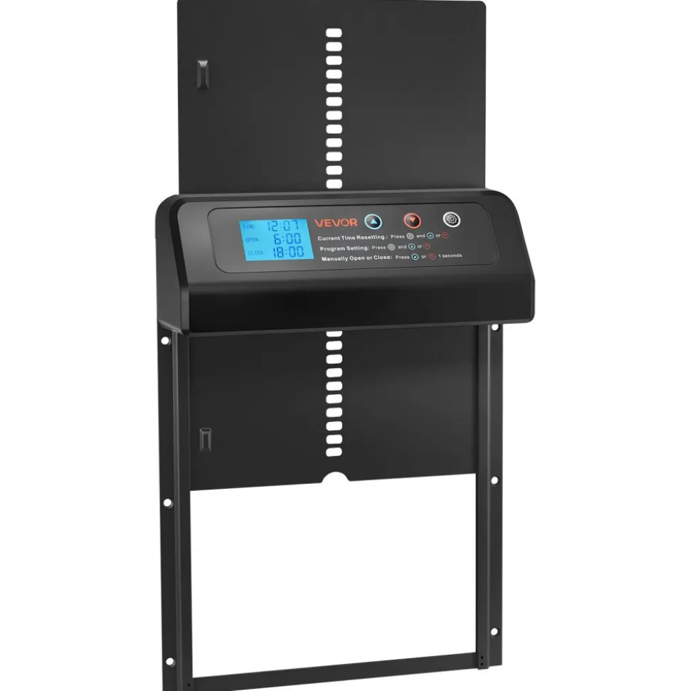 VEVOR Automatic Chicken Coop Door, Battery Powered Chicken Coop Door with Timer & Manual Setting, Anti-Pinch Security, Durable Aluminum Alloy, Auto Chick Run Gate Opener with Waterproof Sealing, Black
