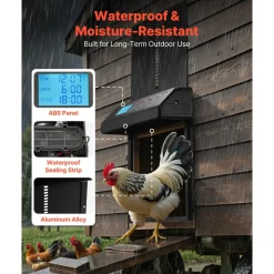 VEVOR Automatic Chicken Coop Door, Battery Powered Chicken Coop Door with Timer & Manual Setting, Anti-Pinch Security, Durable Aluminum Alloy, Auto Chick Run Gate Opener with Waterproof Sealing, Black