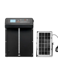 VEVOR Automatic Chicken Coop Door, Solar & Battery Powered Chicken Door with LCD Display, Remote Control, Light Sensor & Timer, Anti-Pinch Security, Aluminum Alloy Chick Run Gate Opener, Black