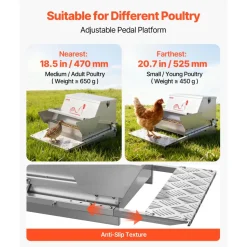 VEVOR Automatic Chicken Feeder, 25 lbs Capacity, Rainproof Treadle Poultry Feeder with Lockable Lid, No Waste, Galvanized Steel Construction, Outdoor Use, for Chicken, Bantams, Poultry, Pheasants