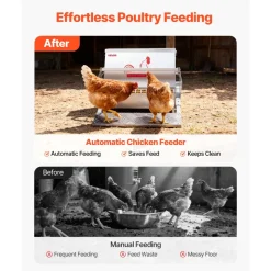 VEVOR Automatic Chicken Feeder, 40 lbs Capacity, Rainproof Treadle Poultry Feeder with Lockable Lid, No Waste, Galvanized Steel Construction, Outdoor Use, for Chicken, Bantams, Poultry, Pheasants