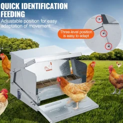VEVOR Automatic Chicken Feeder, 25 lbs Capacity Feeds 10 Chickens up to 11 Days, Galvanized Steel Poultry Feeder