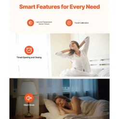 VEVOR Automatic Curtain Opener, APP and Remote Control, Hub Included, Electric Smart Curtain Opener Compatible with Alexa and Google Home, Timed Opening and Closing, Silent Mode, for Roman Rods