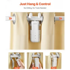 VEVOR Automatic Curtain Opener, APP and Remote Control, Hub Included, Electric Smart Curtain Opener Compatible with Alexa and Google Home, Timed Opening and Closing, Silent Mode, for Roman Rods