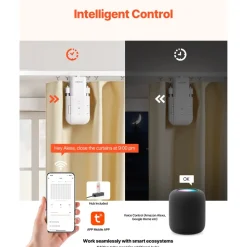 VEVOR Automatic Curtain Opener, APP and Remote Control, Hub Included, Electric Smart Curtain Opener Compatible with Alexa and Google Home, Timed Opening and Closing, for U-shaped/I-shaped Rails