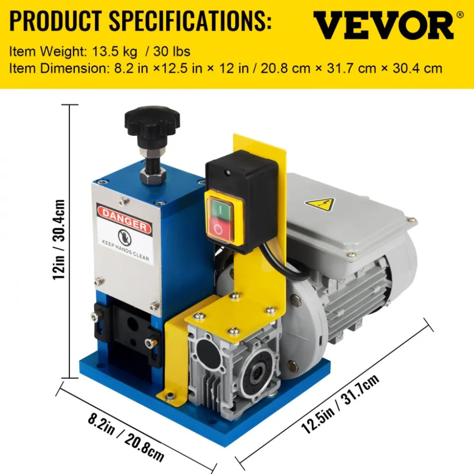 VEVOR Automatic Electric Wire Stripping Machine 0.05"-0.98",Portable Dark Blue Wire Stripper, Wire Stripping Machine Tool for Scrap Copper Recycling (Dark Blue)