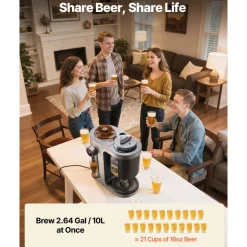 VEVOR Automatic Home Beer Brewer, 3.43 Gal All-in-One Home Brew Machine, 1500W Power Electric Beer Maker Machine with Mash Boil Device, 304 Stainless Steel Inner Tank, Auto Temp & Pressure Control