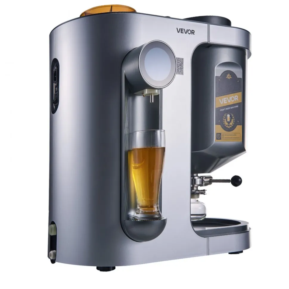 VEVOR Automatic Home Beer Brewer, 1500W Electric Beer Brewing Machine, 3.43 Gal All-in-One Home Brewer with Mash Boil Device, 304 Stainless Steel Internal Tank, Auto Temperature & Pressure Control